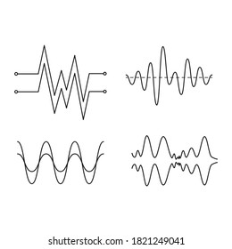 Sound waves linear icons set. vector illustration