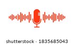 Sound waves with microphone isolate on white background.