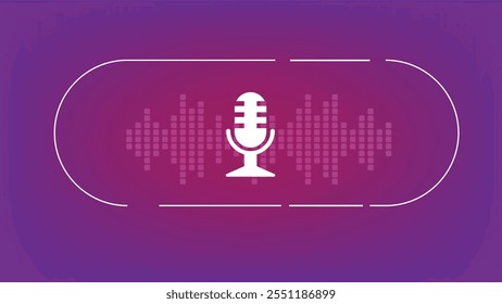 Sound Waves and Microphone Podcast Theme. Audiovisual media and online meetings and events vector art