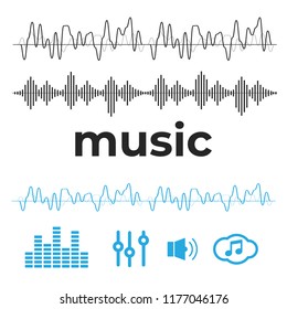 Sound waves. Music technology, stereo equalizer. Voice wave form