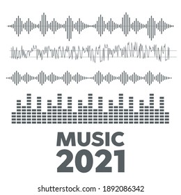 Sound waves. Music technology, stereo equalizer. Voice wave form