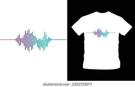 sound waves, musical symbols, sound wave lines, music notes, sound wave equalizer t-shirt design editable template
