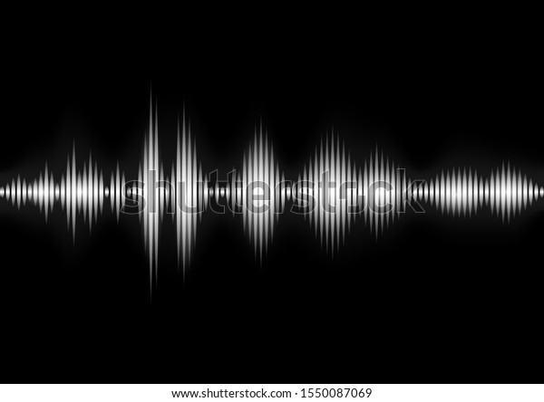 Sound waves oscillating.\
Audio voice rhythm radio wave, frequency spectrum on dark\
background