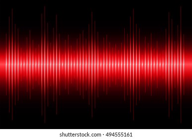 Sound waves oscillating dar red light, Abstract technology background. Vector.