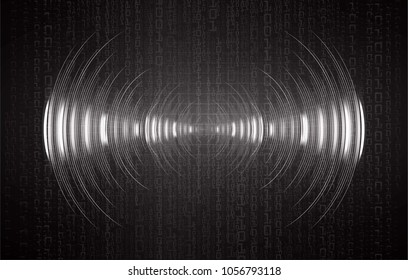 Sound waves oscillating dark black light, Abstract technology background. Vector.