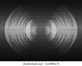 Sound waves oscillating dark black light, Abstract technology background. Vector.