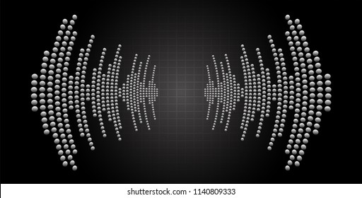 Sound waves oscillating dark black light, Abstract technology background. Vector. loudspeaker