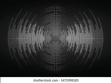 Sound waves oscillating dark black light