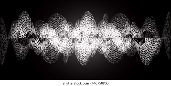 Sound waves oscillating dark black light, Wave Abstract technology background. Vector wave.