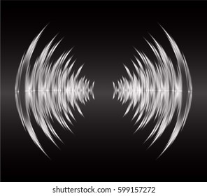 Sound waves oscillating dark black light, Abstract technology background. Vector.