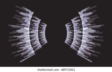 Sound waves oscillating dark black light, Abstract technology background. Vector.