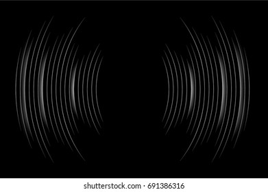 Olas de sonido oscilando la luz negra oscura, fondo de tecnología abstracta. Vector.
