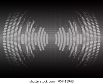 Sound waves oscillating dark black light, Abstract technology background. Vector.