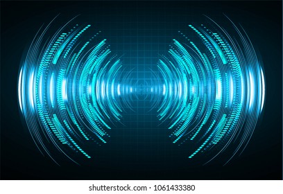 Sound waves oscillating dark blue light, Abstract technology background. Vector.