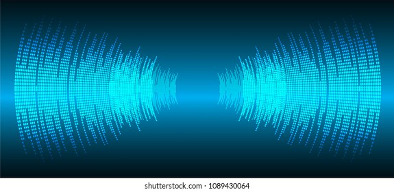 Sound waves oscillating dark blue light, Abstract technology background. Vector.