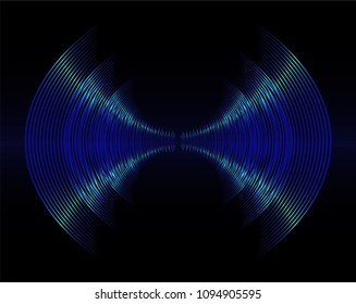 Sound waves oscillating dark blue light, Abstract technology background. Vector.