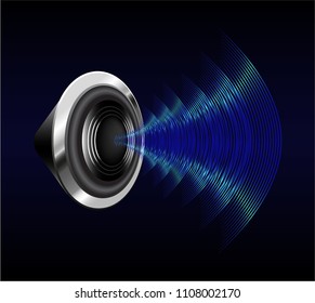 Sound waves oscillating dark blue light, Abstract technology background. Vector. loudspeaker