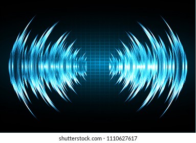 Sound waves oscillating dark blue light, Abstract technology background. Vector. loudspeaker