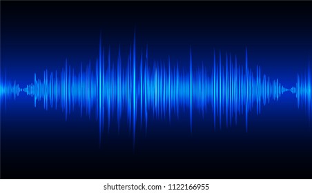 Sound waves oscillating dark blue light, Abstract technology background. Vector.