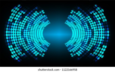 Sound waves oscillating dark blue light, Abstract technology background. Vector.