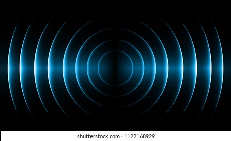 Sound waves oscillating dark blue light, Abstract technology background. Vector.