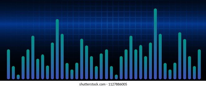 Sound waves oscillating dark blue light, Abstract technology background. Vector.