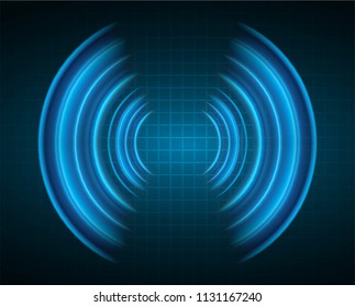 Sound waves oscillating dark blue light, Abstract technology background. Vector. loudspeaker