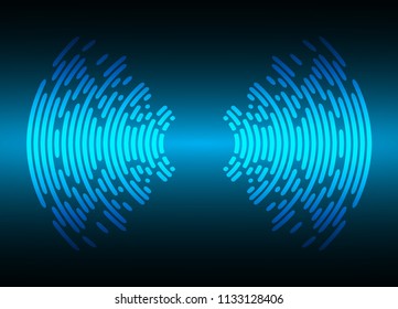 Sound waves oscillating dark blue light, Abstract technology background. Vector. loudspeaker