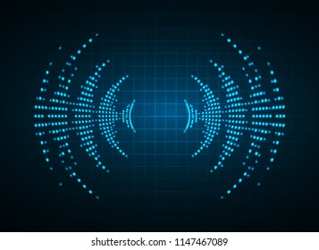 Sound waves oscillating dark blue light