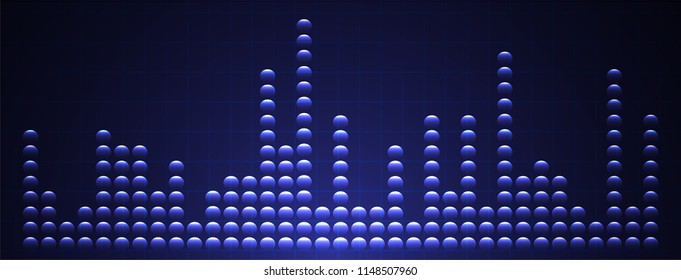 Sound waves oscillating dark blue light, Abstract technology background. Vector. loudspeaker