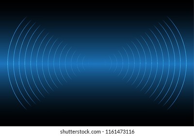 Sound waves oscillating dark blue light,  technology background. Vector. loudspeaker. ekg Heart wave, Pacemaker