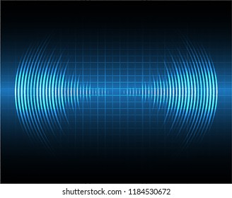 Sound waves oscillating dark blue light
