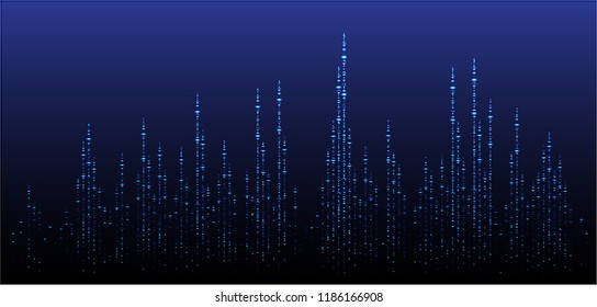 Sound waves oscillating dark blue light, Abstract technology background. Vector. loudspeaker, city