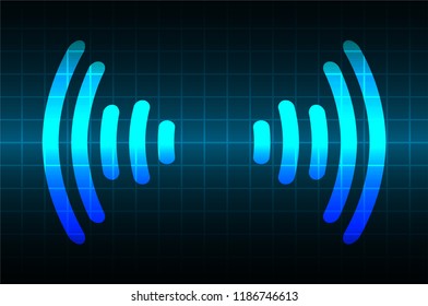 Sound waves oscillating dark blue light