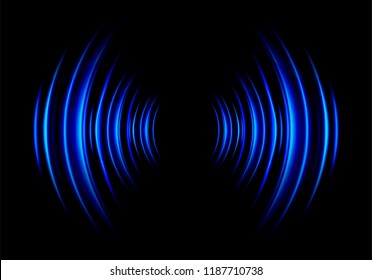 Sound waves oscillating dark blue light, Abstract technology background. Vector.