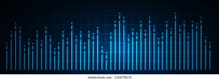 Sound waves oscillating dark blue light