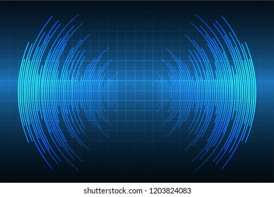 Sound waves oscillating dark blue light