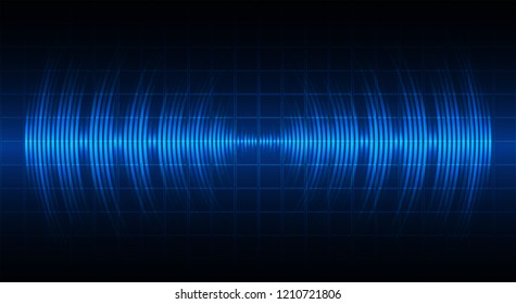 Sound waves oscillating dark blue light