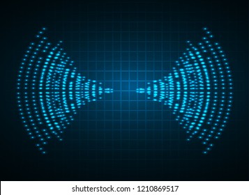 Sound waves oscillating dark blue light
