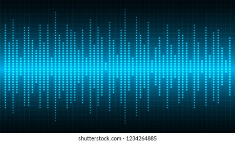 Sound waves oscillating dark blue light