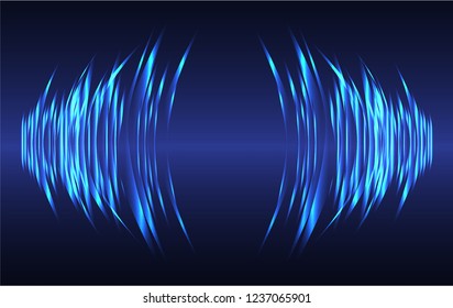 Sound waves oscillating dark blue light