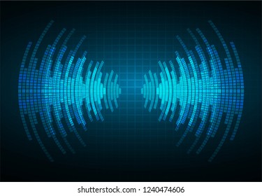 Sound waves oscillating dark blue light