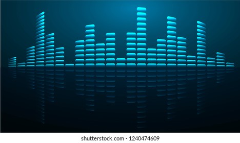 Sound waves oscillating dark blue light