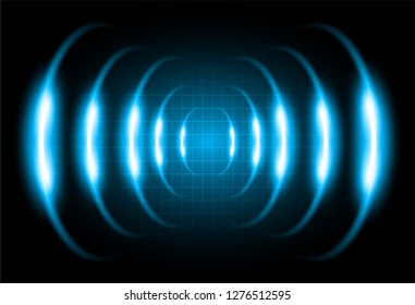 Sound waves oscillating dark blue light