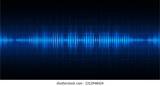 Sound waves oscillating dark blue light