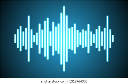 Sound waves oscillating dark blue light