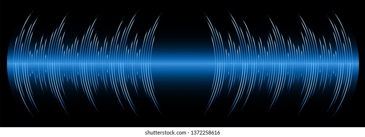 Sound waves oscillating dark blue light