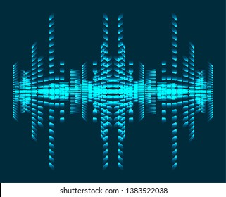 Sound waves oscillating dark blue light