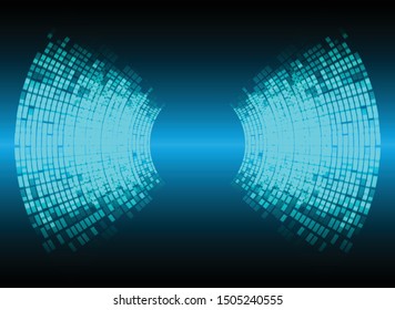 Sound waves oscillating dark blue light