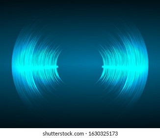 Sound waves oscillating dark blue light, Abstract technology background. Vector.